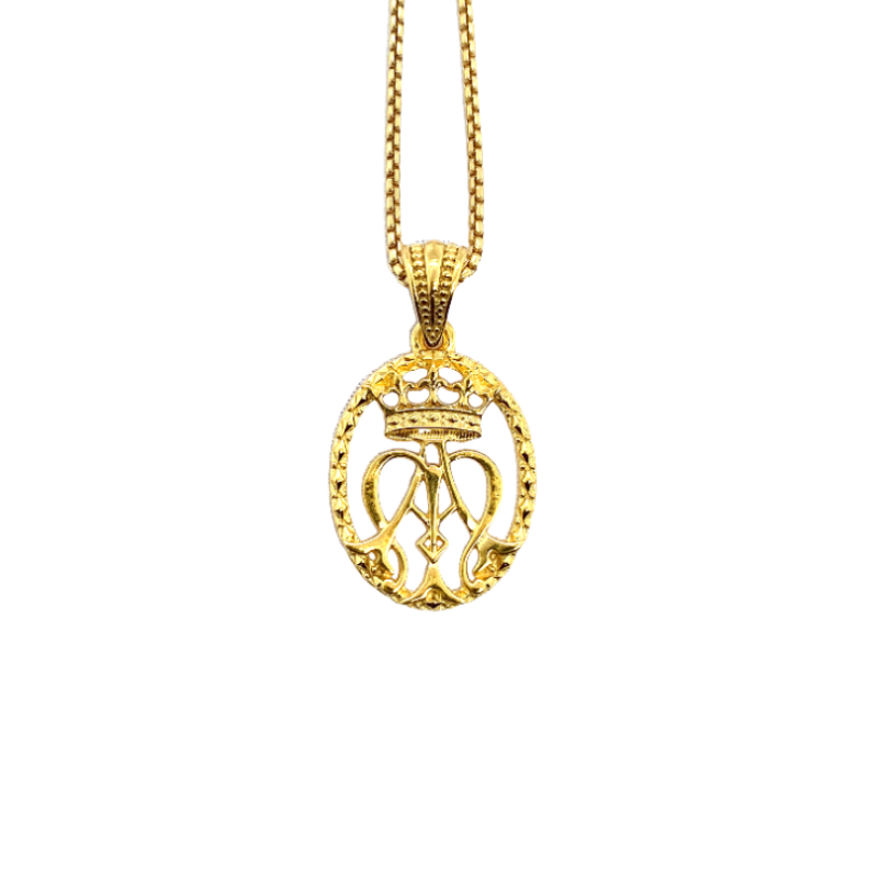 French Auspice Maria Mini Openwork Pendant in 14K Gold Vermeil, 19mm