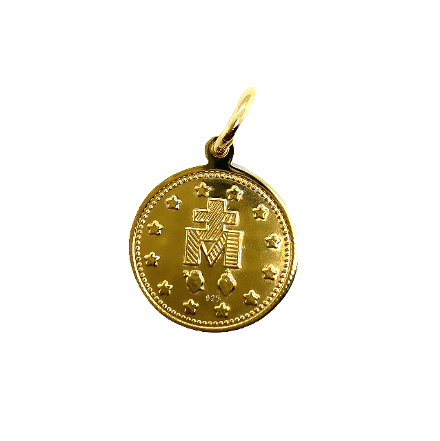 Miraculous Medal Pendant in 14k Gold Vermeil with Light Blue Enamel (3 Sizes)