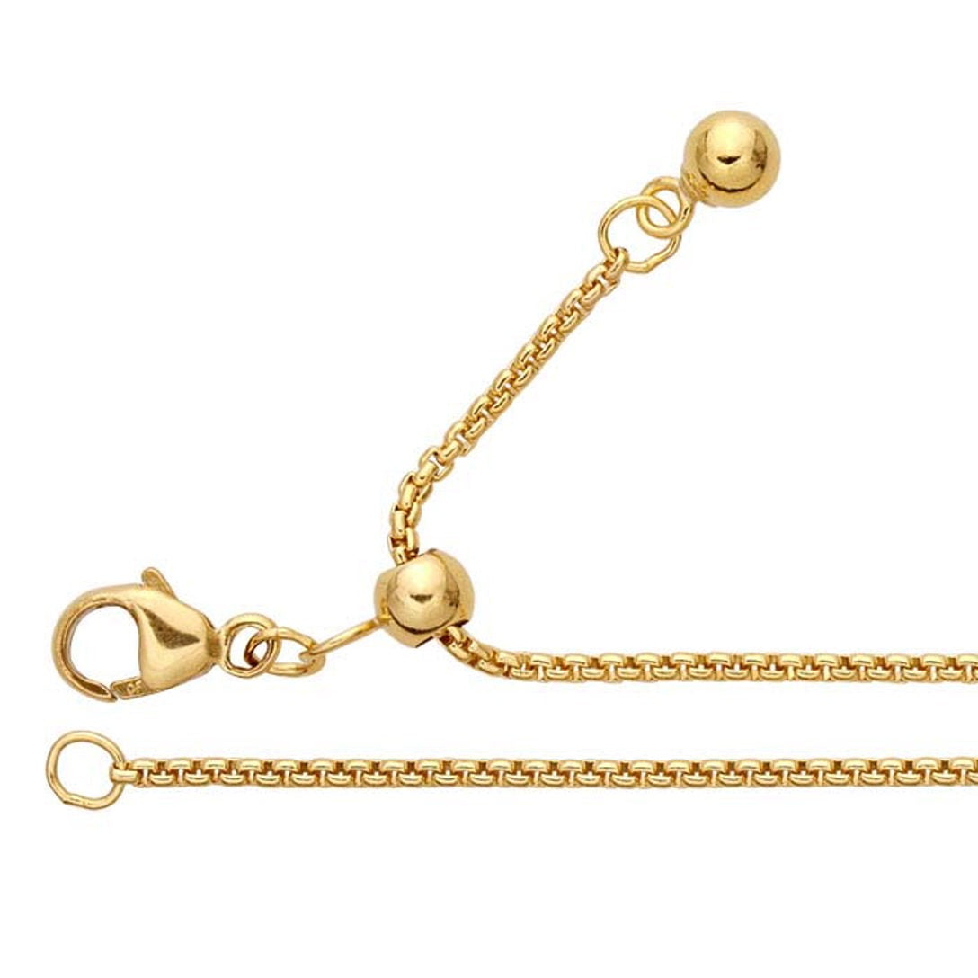 Gold Filled Rounded Box Chain 1.2mm Adjustable 16"-22"