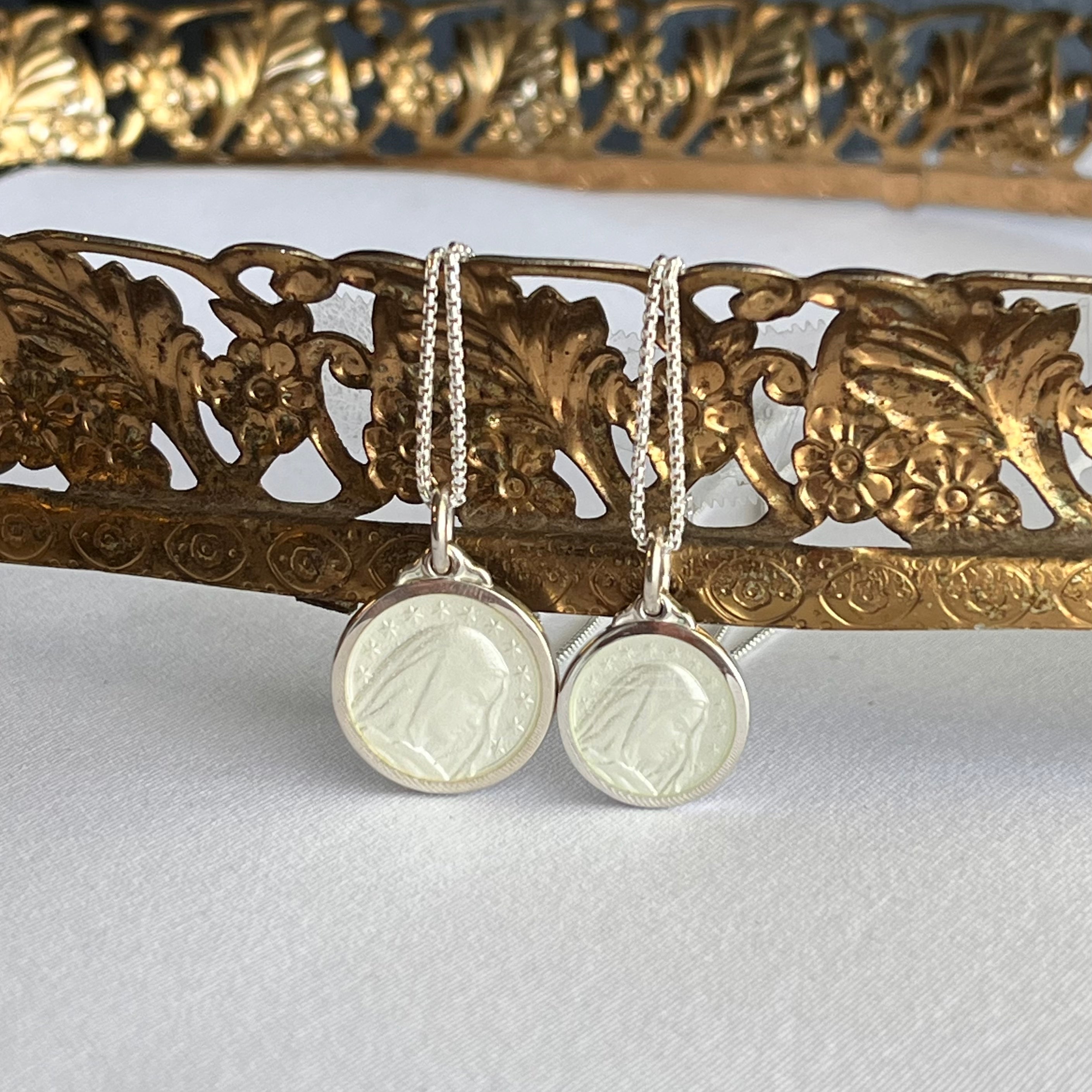 Mary Immaculate Cream Enamel in Sterling Silver
