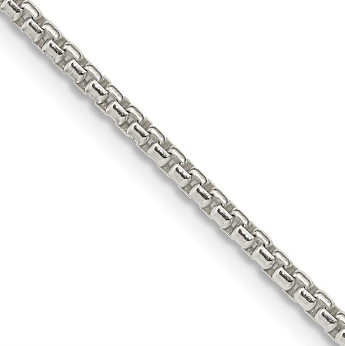 Sterling Silver Rounded Box Chain oxidized 2.5mm, 24" (Mens Chain)
