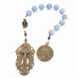 Decade rosary with angels kneeling crucifix and angel stone beads and St Joseph medal