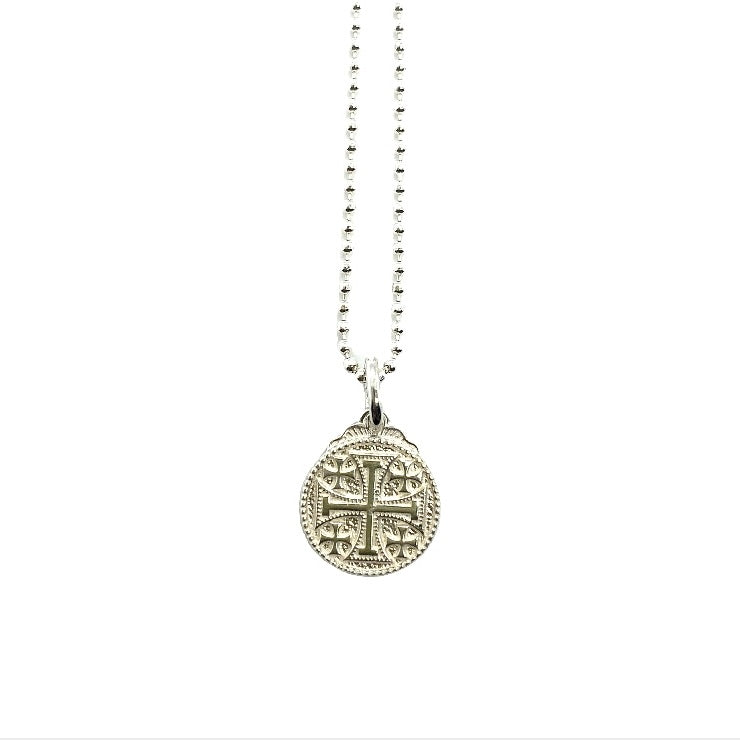 Mini Jerusalem Cross/Kairos Pendant in Sterling Silver, 11mm or .4"
