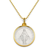 Miraculous Medal Pendant in 14k Gold Vermeil with White Cream Enamel (3 Sizes)