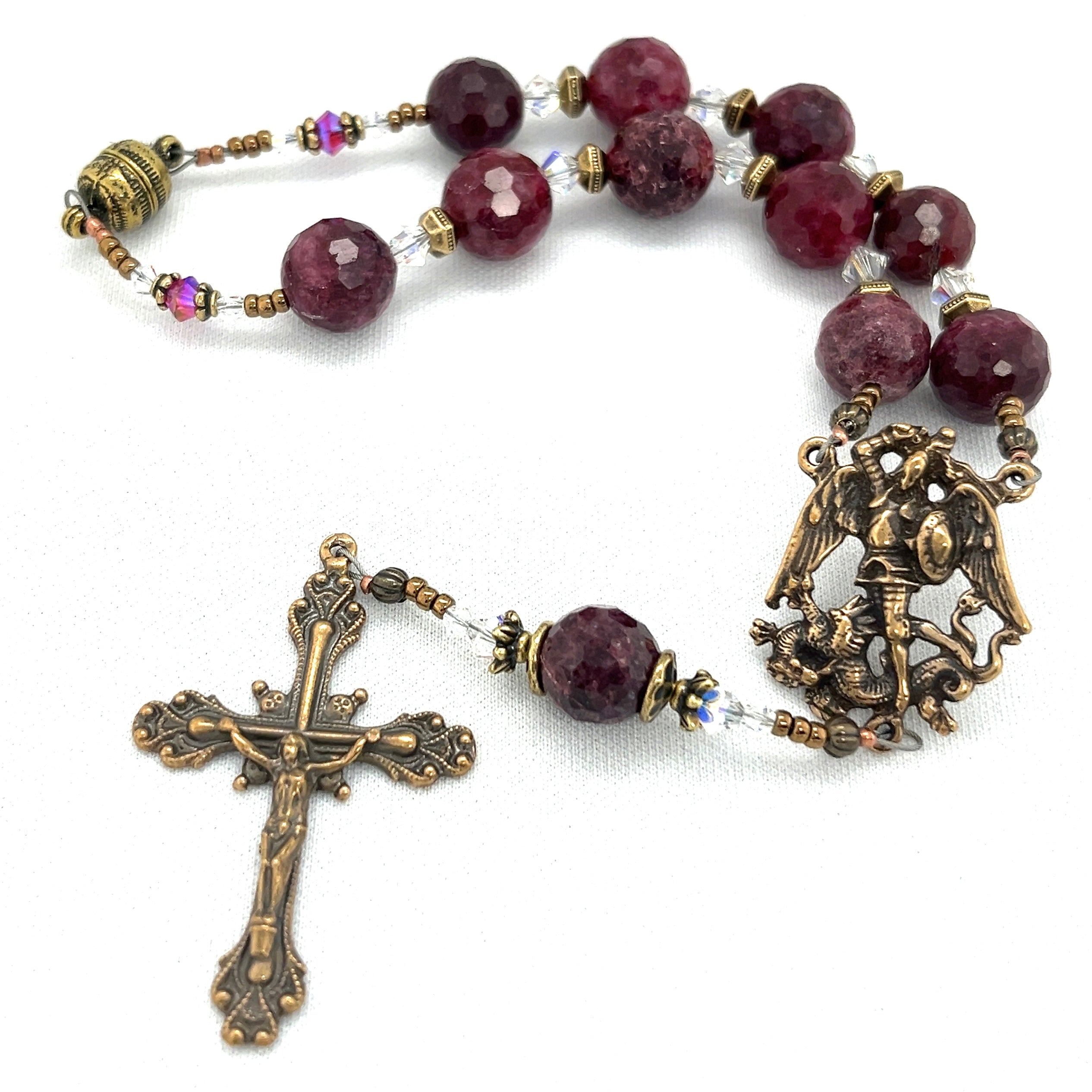 Car Rosary - Ruby Quartz and Bronze