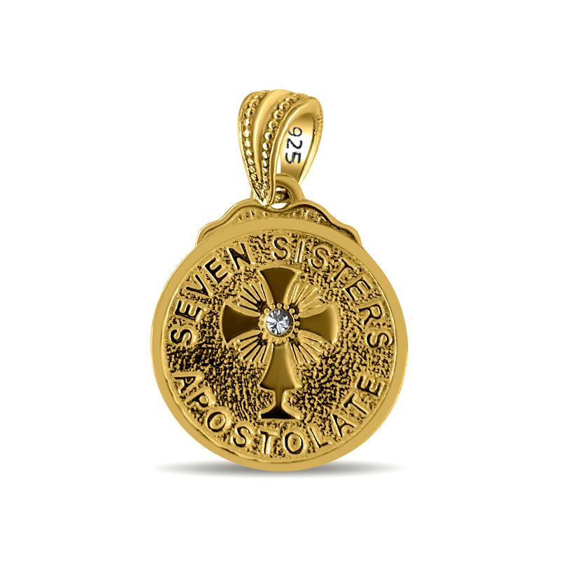 Seven Sisters Pendant, 14K Gold Vermeil with Genuine Diamond Center, 15.25mm or .6"