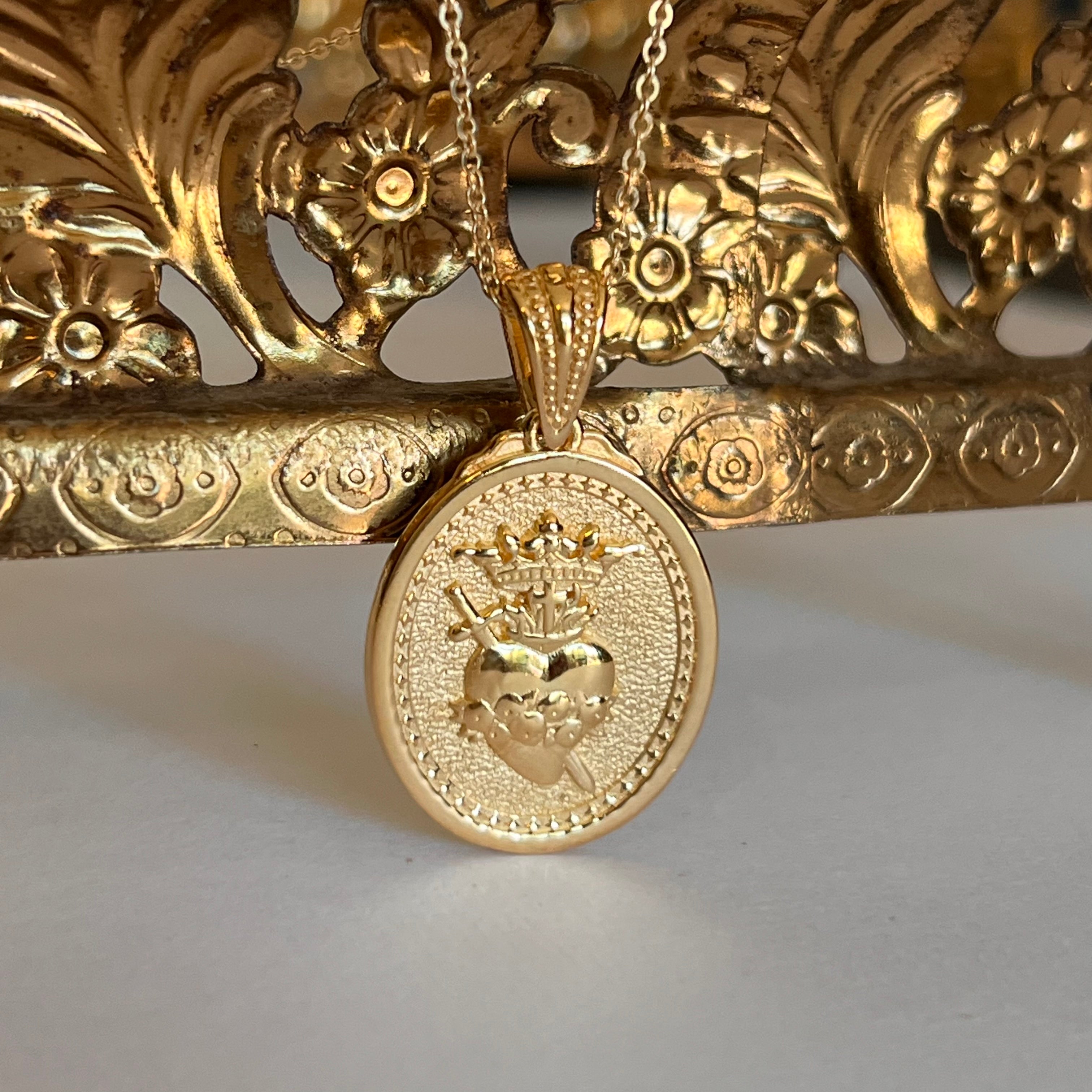 Immaculate Heart of Mary offered in 14K Gold Vermeil and 14kt and 18kt Gold