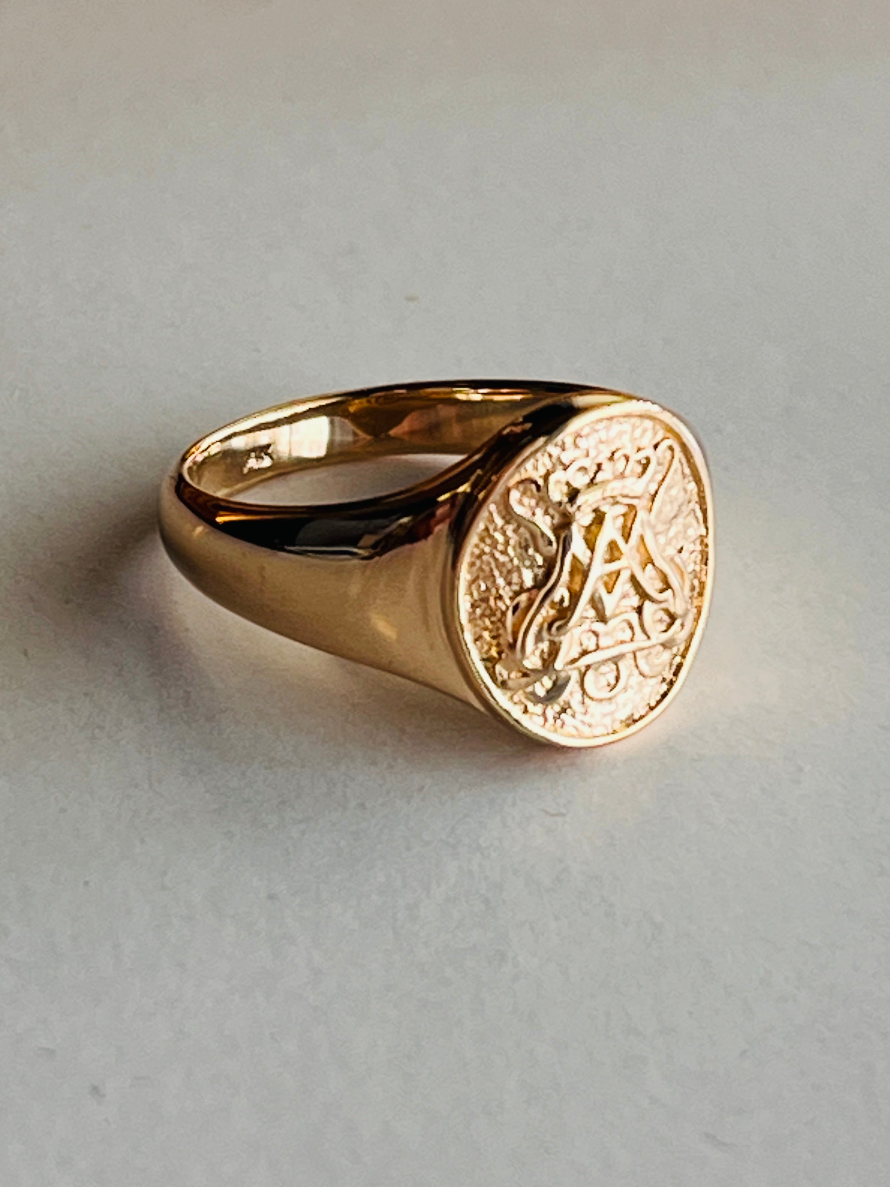 Auspice Maria Signet Ring in 14K Gold