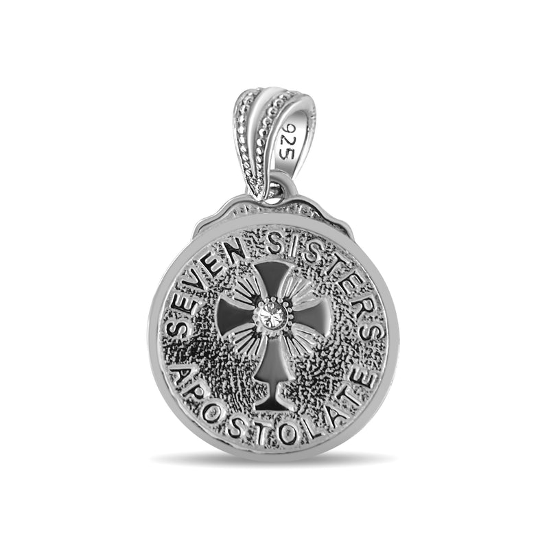Seven Sisters Pendant, Sterling Silver with Genuine Diamond Center, 15.25mm or .6"