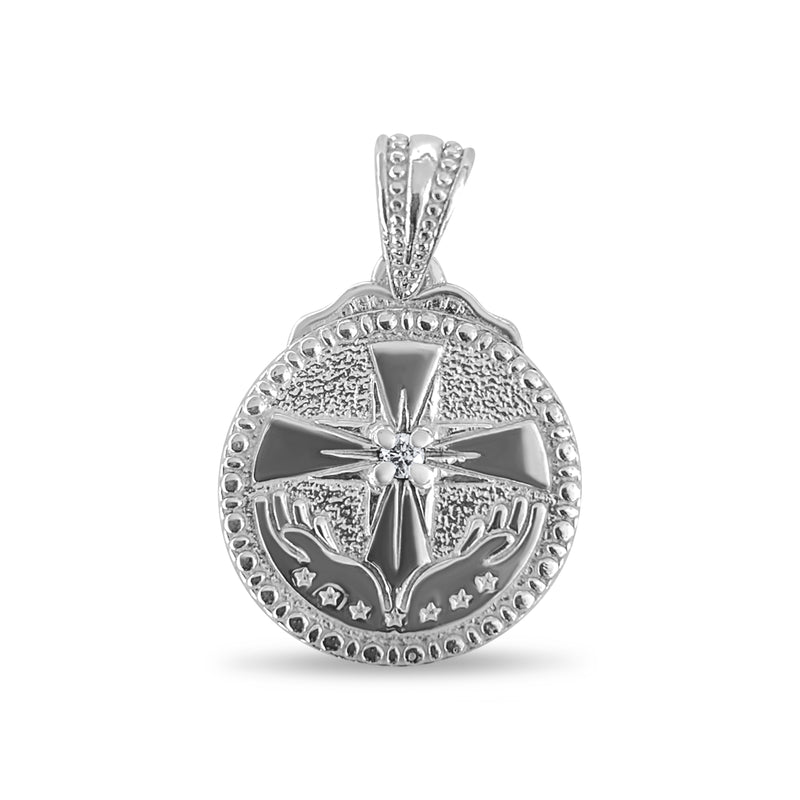 Seven Sisters Pendant, Sterling Silver with Genuine Diamond Center, 15.25mm or .6"