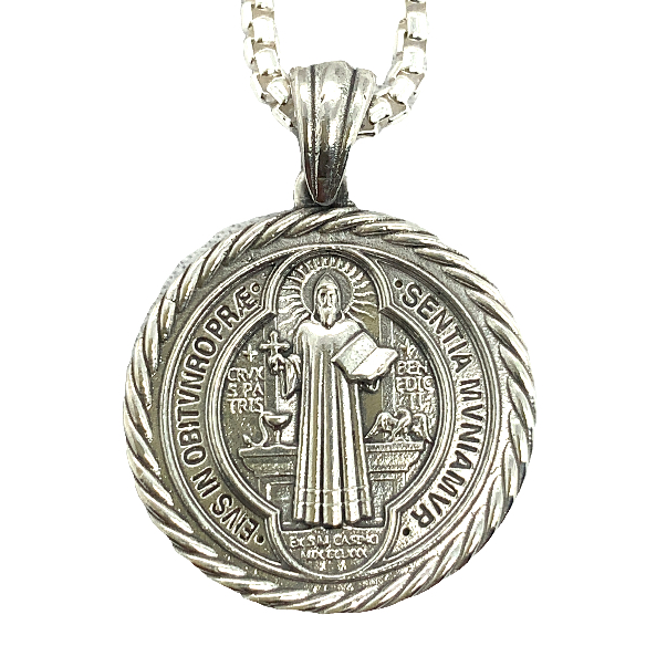 Benedict Pendant Rope Border in Sterling Silver Fount of Grace