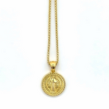 St.Benedict Pendant with Rope Border in Gold Vermeil, Small 15mm