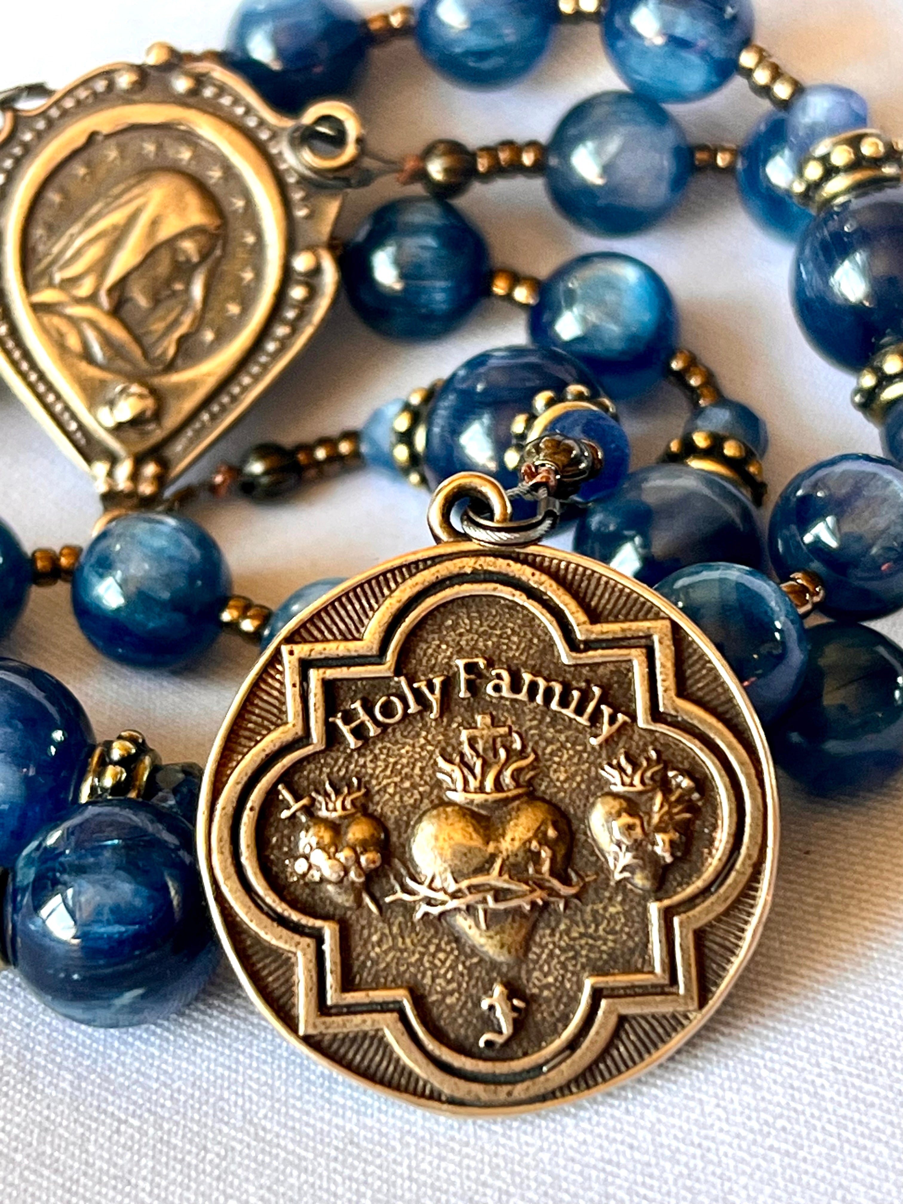 Kyanite and Bronze St. Joseph Chaplet of the Seven Sorrows and Seven Joys