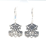sterling silver earrings featuring unique auspice maria design under the protection of Mary