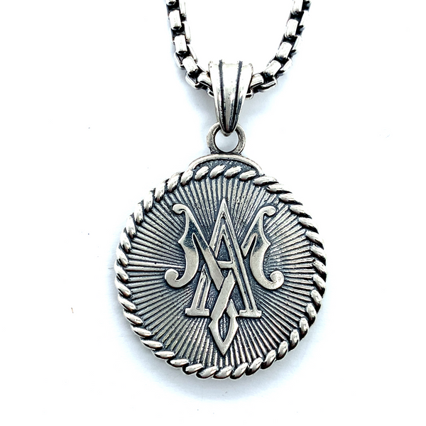 St. Michael The Archangel Stainless Steel Shield Pendant Necklace - 2 Inch, 24 Inch Chain