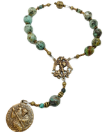 Car Rosary - African Turquoise and Bronze