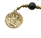 Car Rosary - Lava Rock and Bronze
