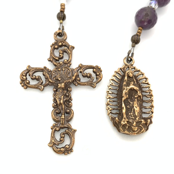 Amethyst and Bronze Our Lady of Guadalupe Single Decade Rosary
