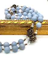 Beautiful Our father rose beads with angelstone hail mary beads and crystal and bronze spacers.