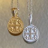 Mini Jerusalem Cross/Kairos Pendant in 14k Gold Vermeil. 11mm or .4"