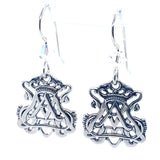 Silver earrings with open design auspice maria logo