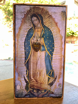 Our Lady of Guadalupe Icon Block Large 10"h x 5.5"w