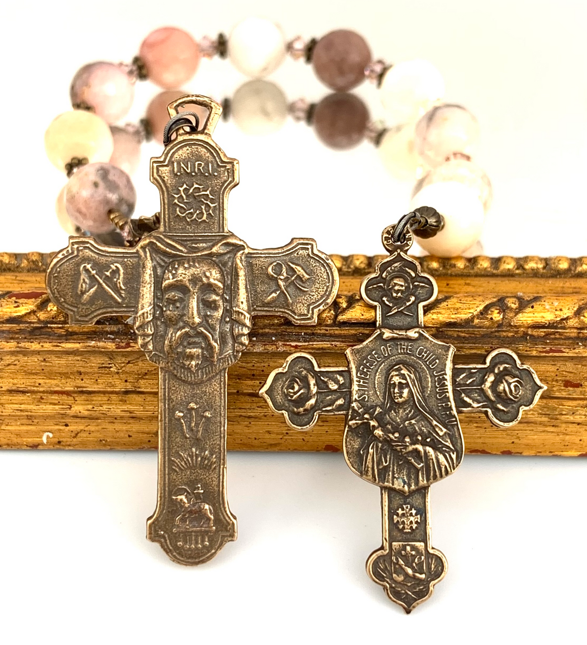 アクセサリー Ros.T Pink Opal Rosary | St Therese | One Decade | Fount of Grace