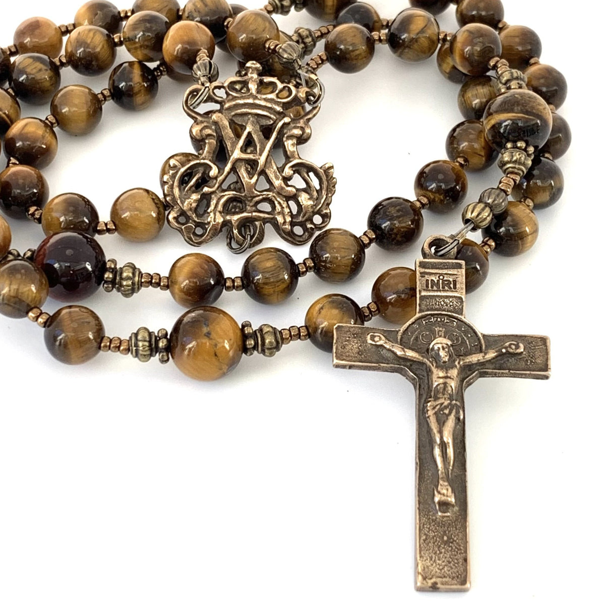 Rosary for women Matt sale Earth Agate Rosary with Bronze Sacred Heart of Jesus and Bronze Cross. Catholic Rosary, baptism, communion rosary,