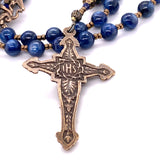 Rosary - Blue Kyanite and Bronze St. Michael Center