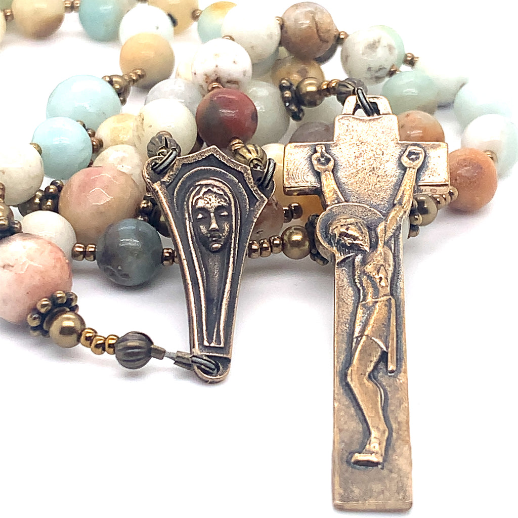 Blue-Green ite and Bronze Rosary
